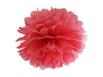 Pompon papierowy CZERWONY 25 cm PartyDeco