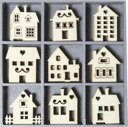 Ozdoby drewniane DOMKI 45 szt. KNORR prandell