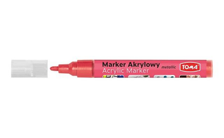 Marker akrylowy z okrągłą końcówką METALICZNY CZERWONY NEON TOMA