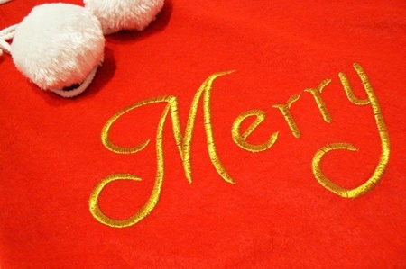 Skarpeta na prezenty z futrem i złotym haftem MEGA 85 cm Arpex