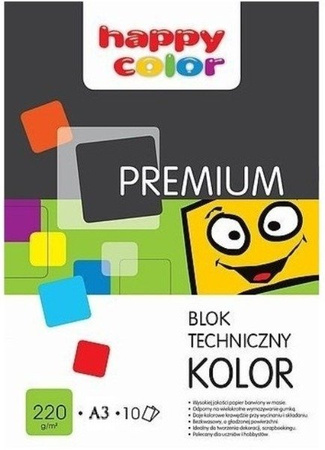 Blok techniczny A3 KOLOROWY PREMIUM happy color