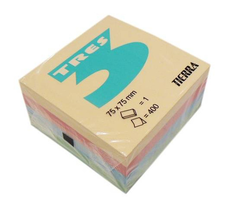 Karteczki samoprzylepne 75 x 75 mm PASTEL MIX 400K TRES