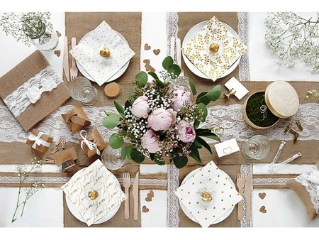 Juta NATURALNA z białą koronką 28 cm x 2,75 m PartyDeco