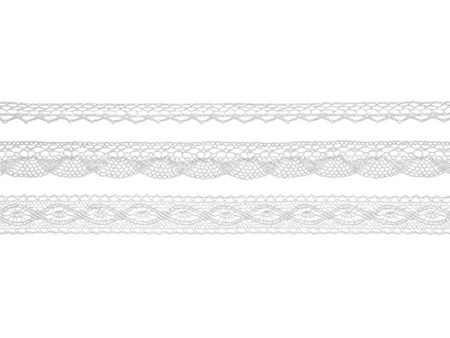 Koronka bawełniana VINTAGE MOMENTS BIAŁA 1 cm i 2 cm 4,5 m PartyDeco