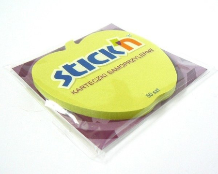 Karteczki samoprzylepne zielone neonowe w kształcie jabłka Stick'n