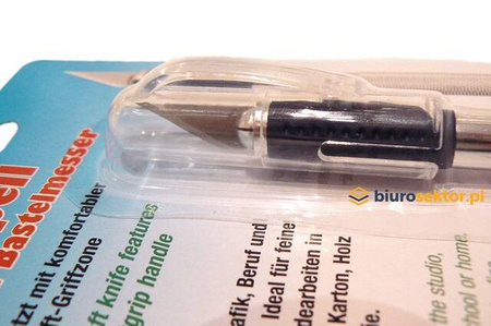 Skalpel nóż precyzyjny 15 cm METALOWY gumowy uchwyt + 3 ostrza Leniar