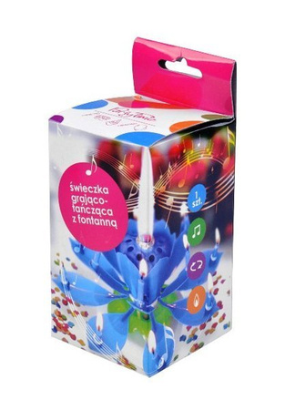 Świeczka grająca i wirująca KWIATEK NIEBIESKI Arpex