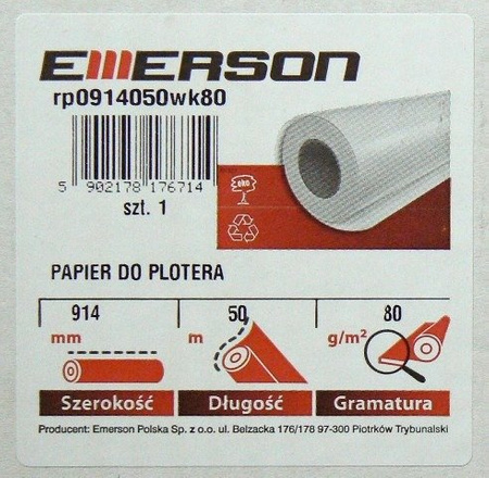Papier do plotera 914 mm x 50 m 80g EMERSON