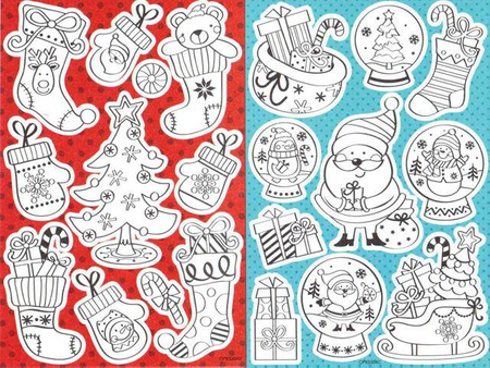 Świąteczne naklejki do kolorowania 4 arkusze Arpex