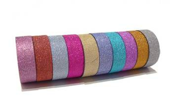 Taśma samoprzylepna brokatowa mix kolorów 1,5 cm 10 szt. Cormoran