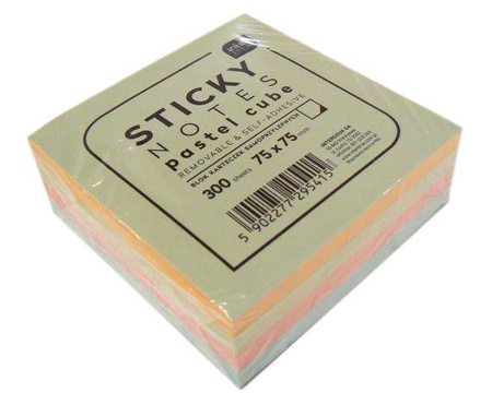 Karteczki samoprzylepne 75 x 75 mm PASTEL MIX 300K Interdruk