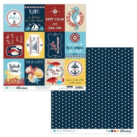 Papier do scrapbookingu dwustronny 30,5 x 30,5 cm MARINE 07 dpCraft