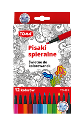 Flamastry mazaki spieralne szkolne 12 kolorów TOMA