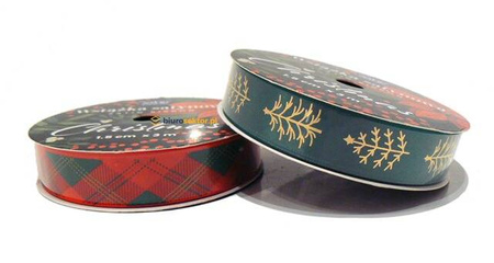 Tasiemka satynowa 2 szt. CHRISTMAS 1,5 cm 3 m INTERDRUK