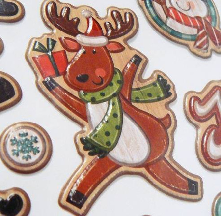 Naklejka świąteczna wypukła MIKOŁAJ, REINIFER, SANIE 16 szt. Arpex