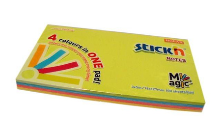 Karteczki samoprzylepne 4 kolory NEON 76 X 127 mm Stick'n