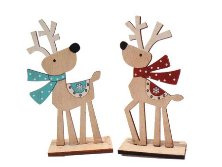 Renifer z drewna z czerwonym szalikiem XMAS 14,5 cm Arpex