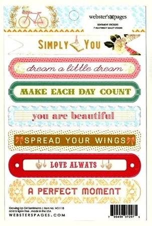 Naklejka tag GROWING UP GIRS SENTIMENTS STICKERS 7 szt. webster`s pages