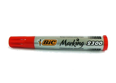 Marker permanentny ze ściętą końcówką czerwony BIC