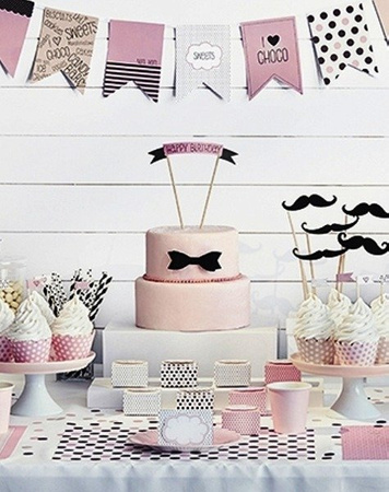 Kokardka muszka CZARNA wycinanka z papieru 5,5 cm 6 szt. PartyDeco