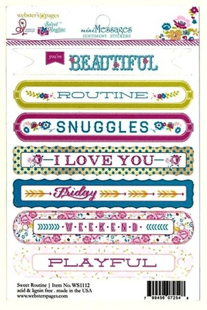 Naklejka tag SWEET ROUTINE MINI MESSAGES SENTIMENT STICKERS 7 szt. webster`s pages