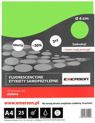 Etykiety samoprzylepne kółka ZIELONY NEON 40 mm EMERSON