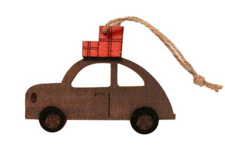 Garbus autko z drewna z prezentem zawieszka Arpex