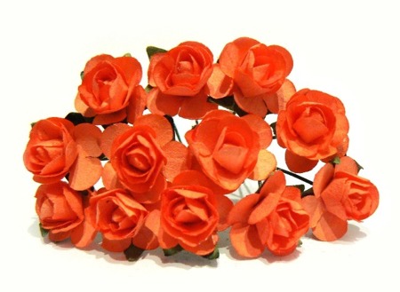 Kwiaty RÓŻA POMARAŃCZOWA 1,5 cm papierowe 12 szt. Luk
